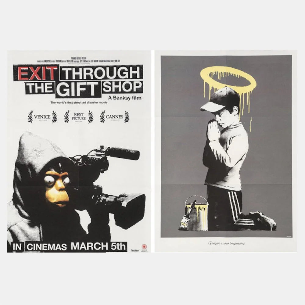 urban street art banksy print featuring graffiti style artwork in queenstown art gallery new zealand