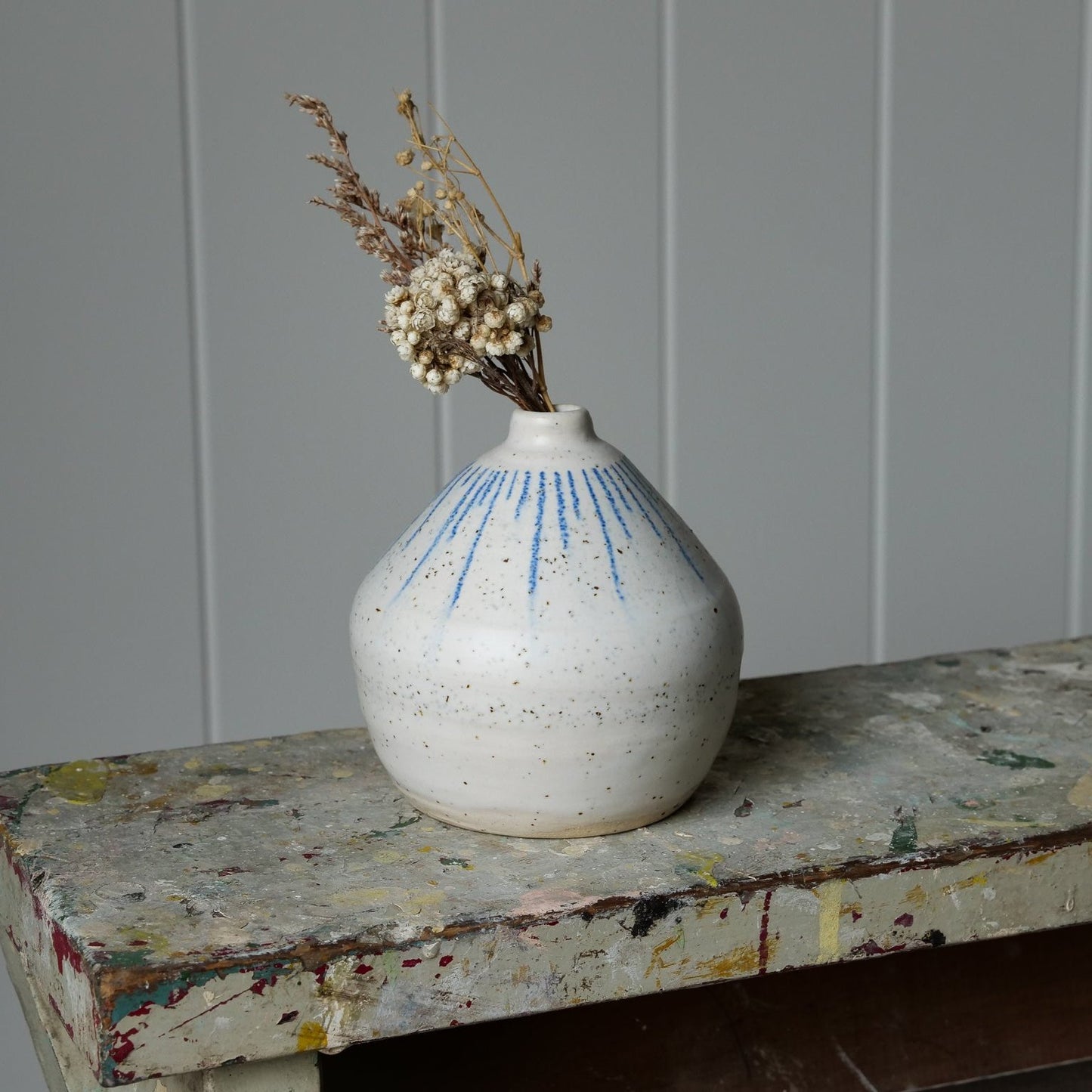 White Speckled Bud Vase