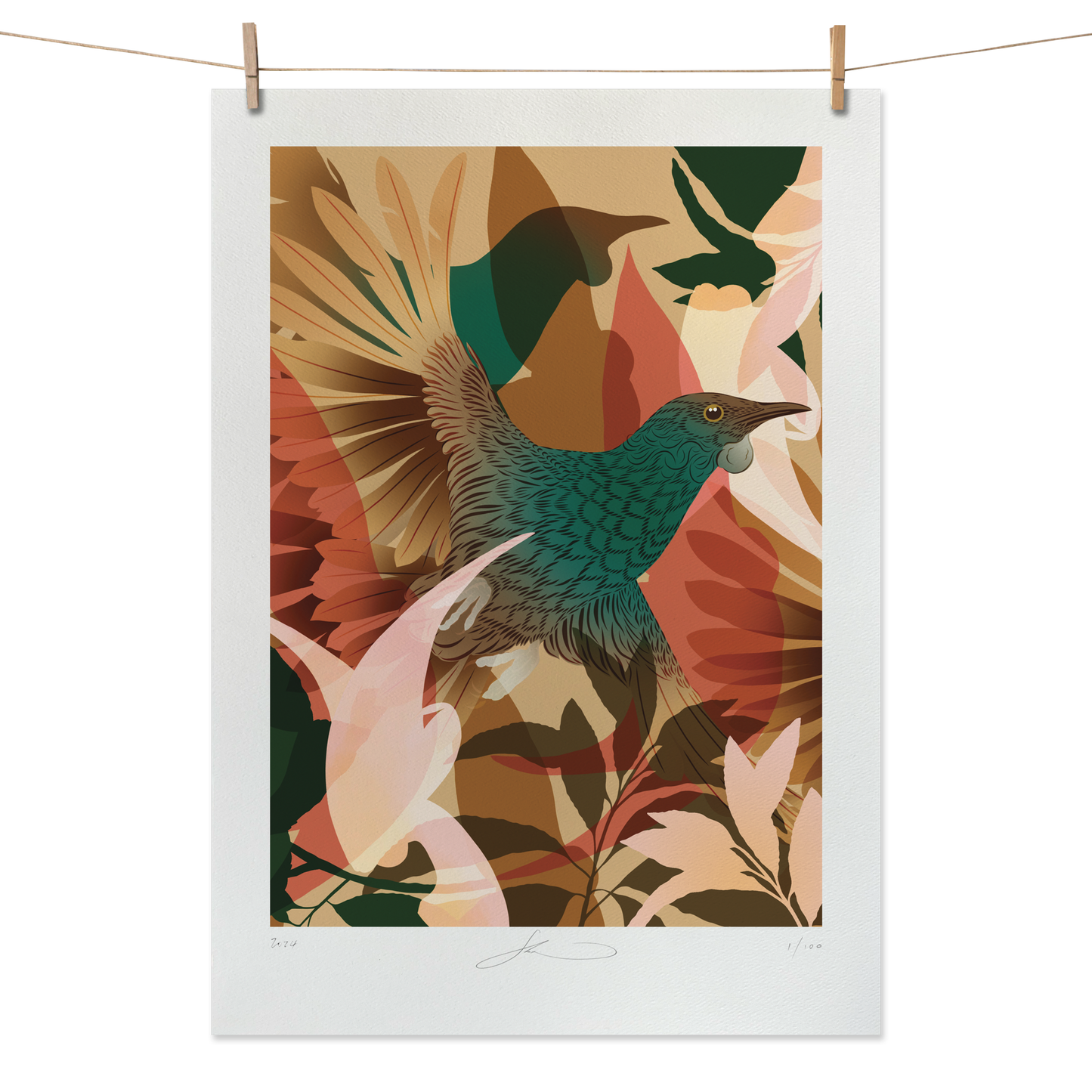 Tūī Whenua Boutique Print (Unframed)