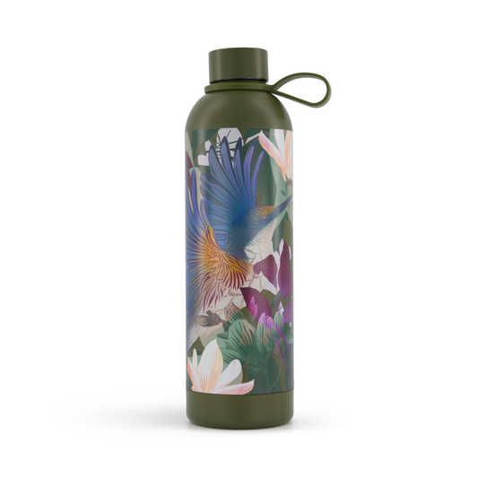 Flox Floral-patterned water bottle on a white background