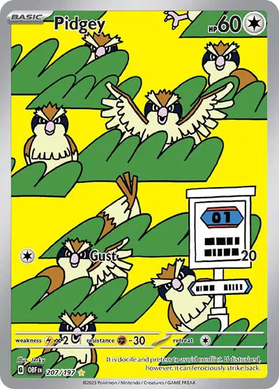 Pidgey Illustration Rare Pokémon - 207/197 - Obsidian Flames