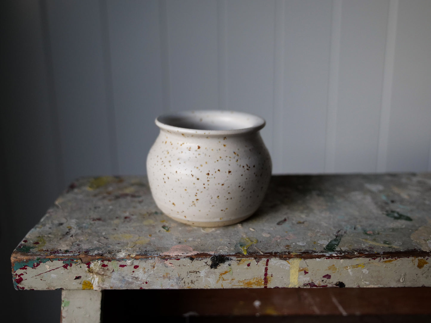 White Speckled Bud Vase