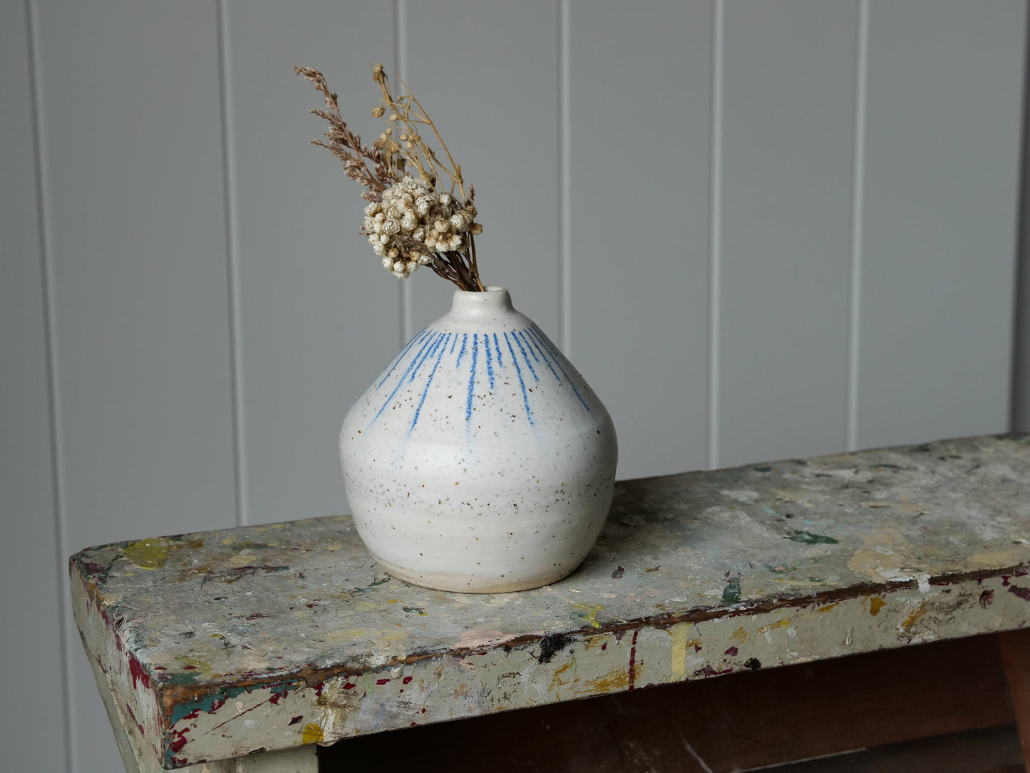 White Speckled Bud Vase