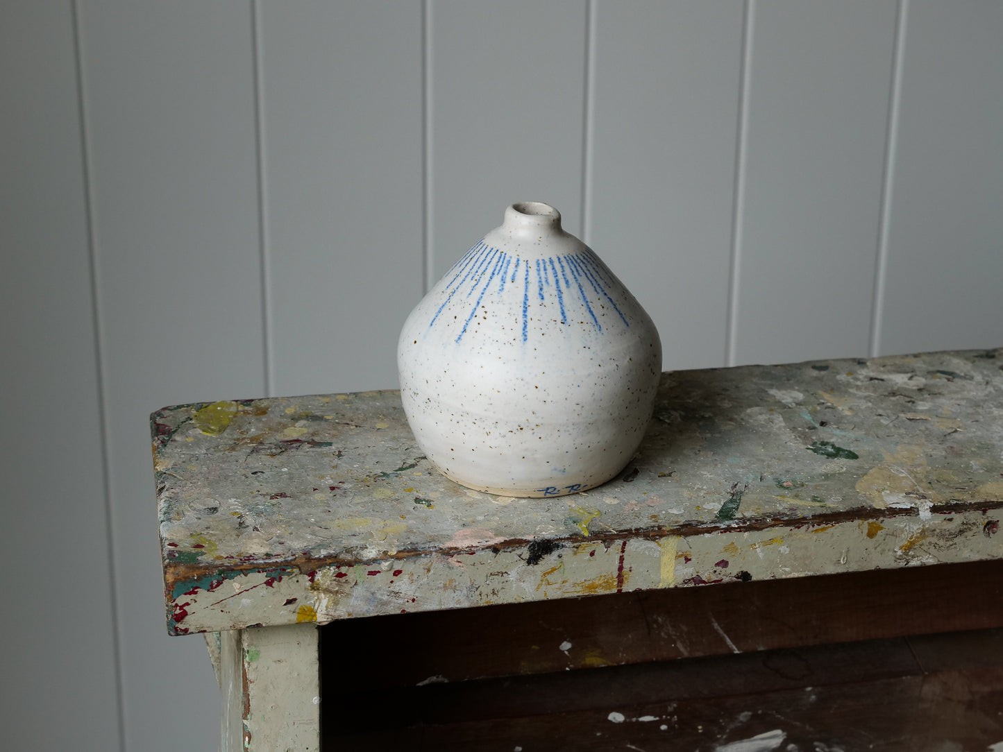 White Speckled Bud Vase