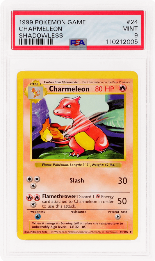 1999 Pokémon Base Set Charmeleon Shadowless #24 PSA 9